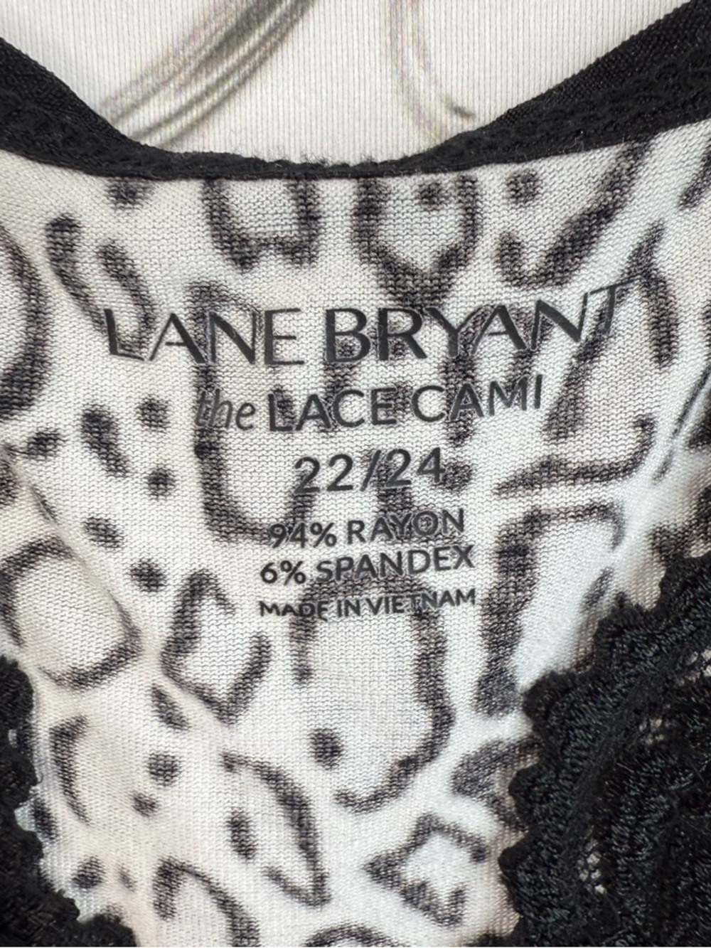 Lane Bryant Black & White Leopard Lace-Trim Tank Top stretchy Lacie floral - Picture 8 of 12